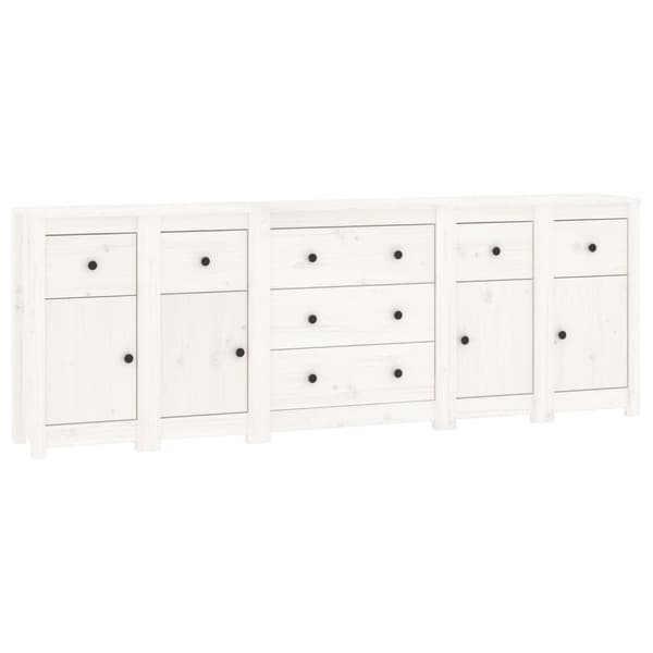 skænk 230x35x80 cm massivt fyrretræ hvid