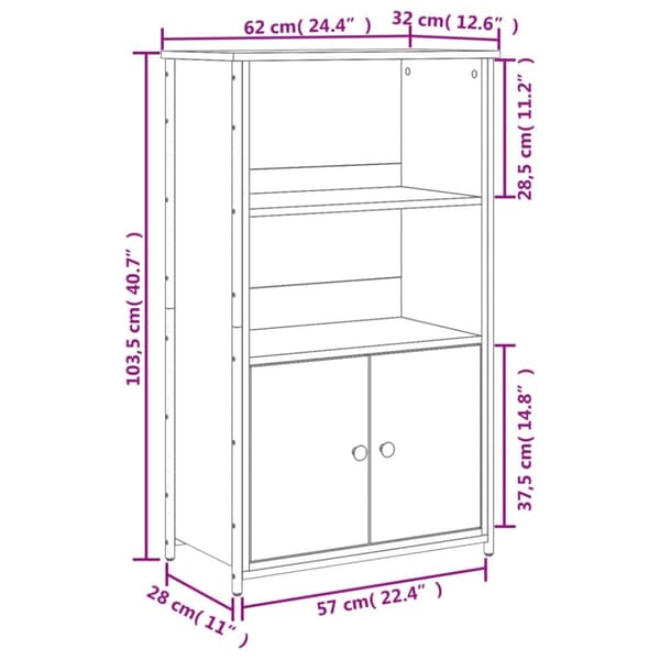 Kaappi musta 62x32x103,5 cm tekninen puu