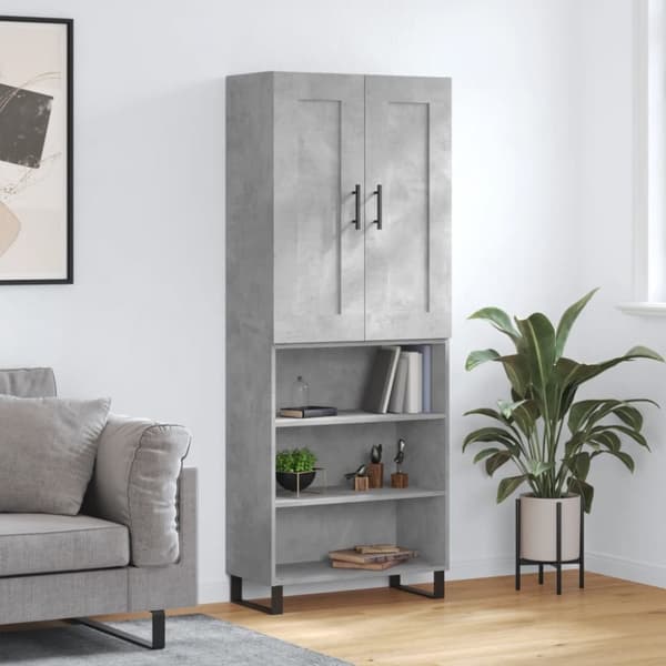 højskab 69,5x34x180 cm konstrueret træ betongrå