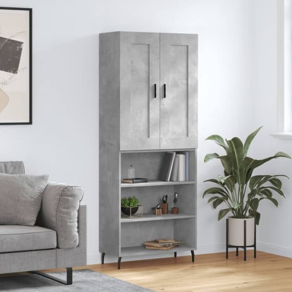 Högskåp betonggrå 69,5x34x180 cm konstruerat trä