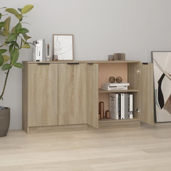 skænke 2 stk. 60x30x70 cm konstrueret træ sonoma-eg