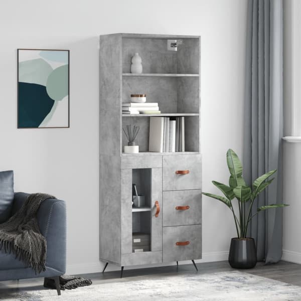 højskab 69,5x34x180 cm konstrueret træ betongrå