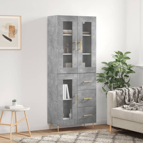 højskab 69,5x34x180 cm konstrueret træ betongrå