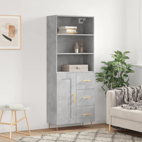 højskab 69,5x34x180 cm konstrueret træ betongrå