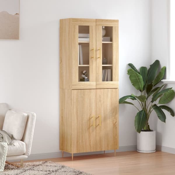 højskab 69,5x34x180 cm konstrueret træ sonoma-eg