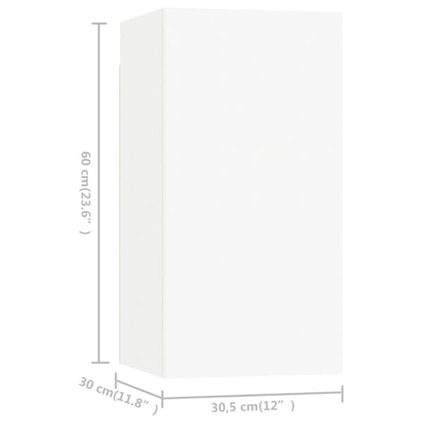 tv-skabe 7 stk. 30,5x30x60 cm konstrueret træ hvid