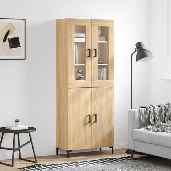 højskab 69,5x34x180 cm konstrueret træ sonoma-eg