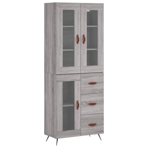 højskab 69,5x34x180 cm konstrueret træ grå sonoma-eg