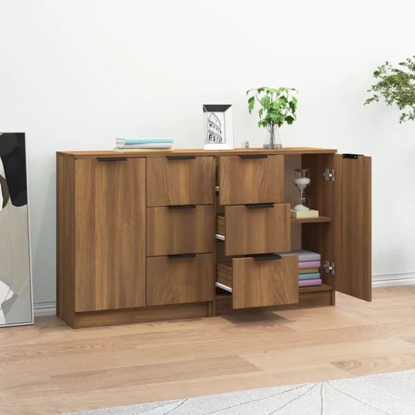 Senkit 2 kpl ruskea tammi 60x30x70 cm tekninen puu