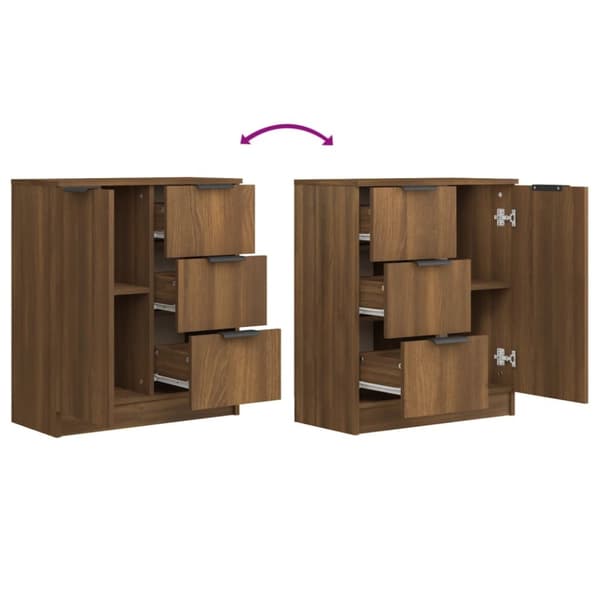 Senkit 2 kpl ruskea tammi 60x30x70 cm tekninen puu