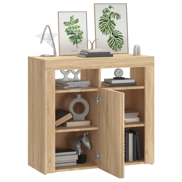 Senkki LED-valoilla Sonoma-tammi 80x35x75 cm