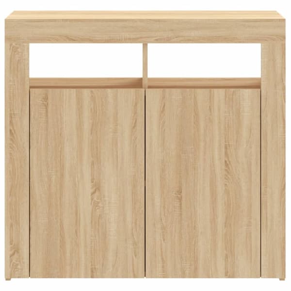 Senkki LED-valoilla Sonoma-tammi 80x35x75 cm