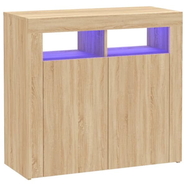 Senkki LED-valoilla Sonoma-tammi 80x35x75 cm