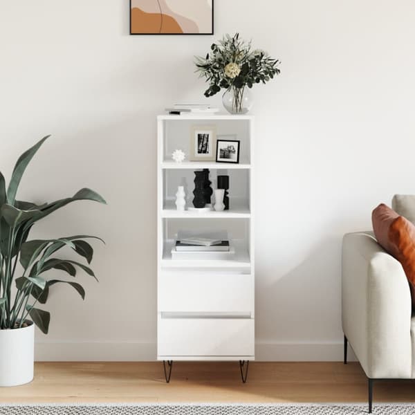 højskab 40x36x110 cm konstrueret træ hvid højglans