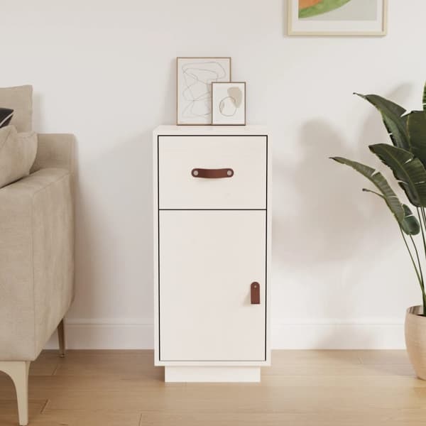 skænk 34x40x75 cm massivt fyrretræ hvid