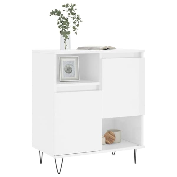 skænk 60x35x70 cm konstrueret træ hvid højglans