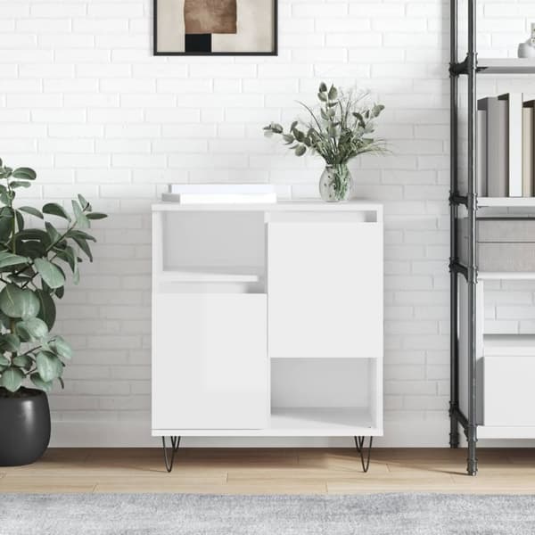 skænk 60x35x70 cm konstrueret træ hvid højglans