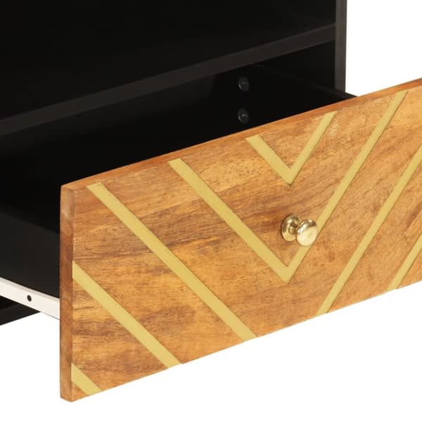 TV-taso ruskea ja musta 80x33,5x46 cm täysi mangopuu
