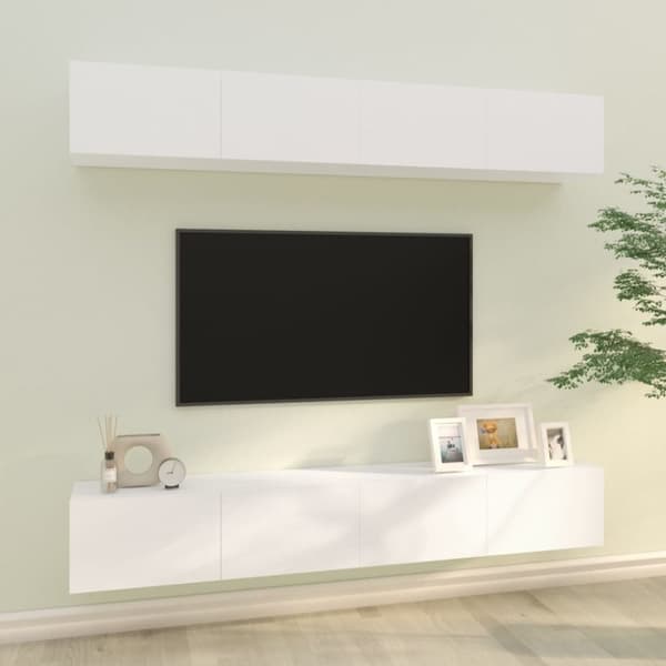 TV-seinäkaapit 4 kpl valkoinen 100x30x30 cm