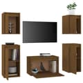 Miniatyrbild 3 av 10: TV-bänkar 5 delar honungsbrun massiv furu