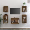 Miniatyrbild 4 av 10: TV-bänkar 5 delar honungsbrun massiv furu