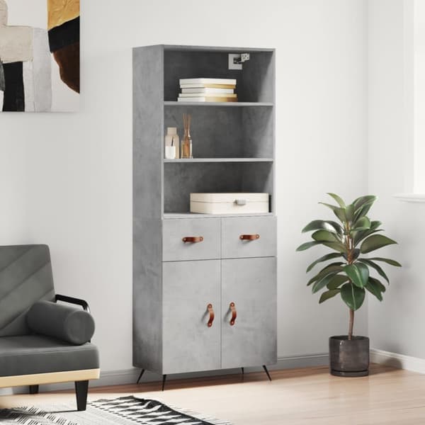 højskab 69,5x34x180 cm konstrueret træ betongrå
