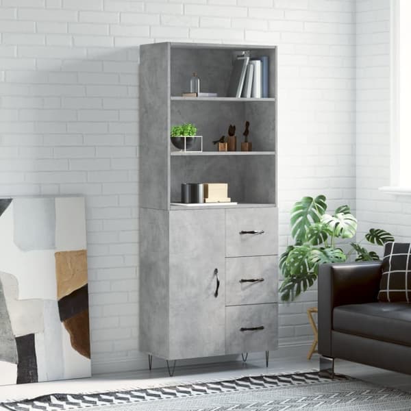 højskab 69,5x34x180 cm konstrueret træ betongrå