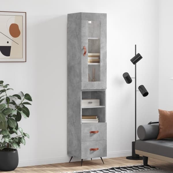skab 34,5x34x180 cm konstrueret træ betongrå