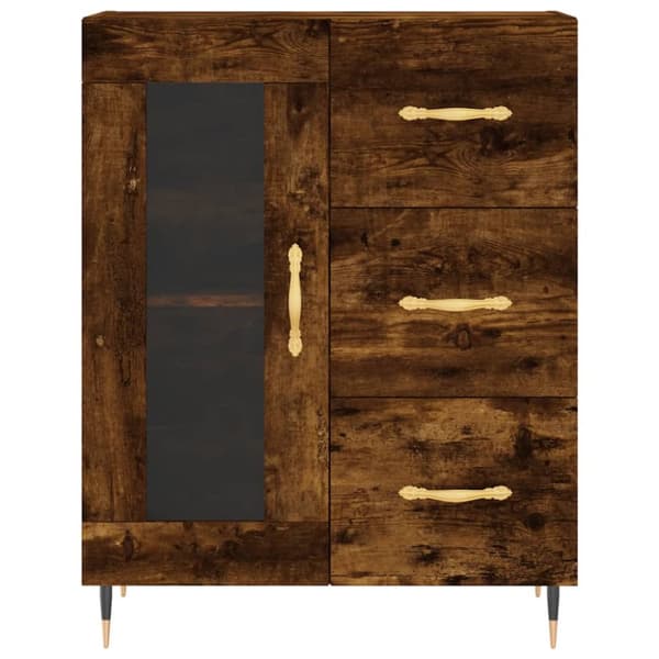 højskab 69,5x34x180 cm konstrueret træ røget egetræsfarve
