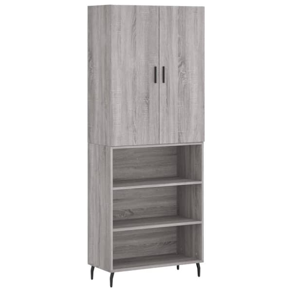 højskab 69,5x34x180 cm konstrueret træ grå sonoma-eg