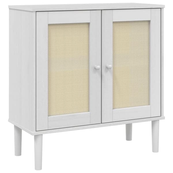 skænk SENJA 80x35x80 cm rattan-look massivt fyrretræ hvid