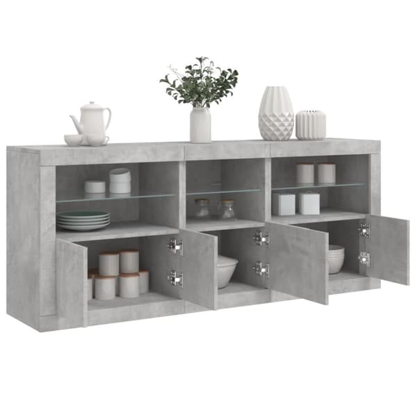 Senkki LED-valoilla betoninharmaa 162x37x67 cm