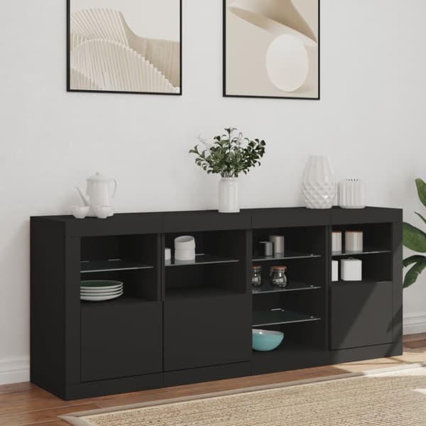 Senkki LED-valoilla musta 164x37x67 cm