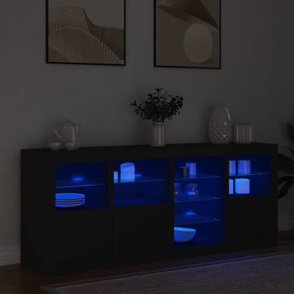 Senkki LED-valoilla musta 164x37x67 cm