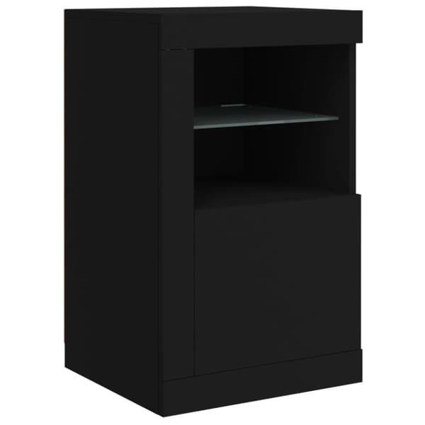 Skänk med LED-belysning svart 123x37x67 cm