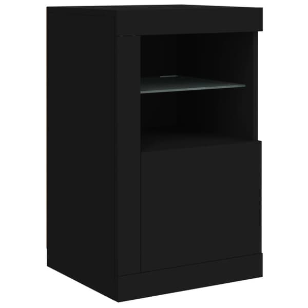 skænk med LED-lys 163x37x67 cm sort