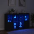 Miniatyrbild 3 av 10: Skänkar med LED-belysning 3 st svart konstruerat trä