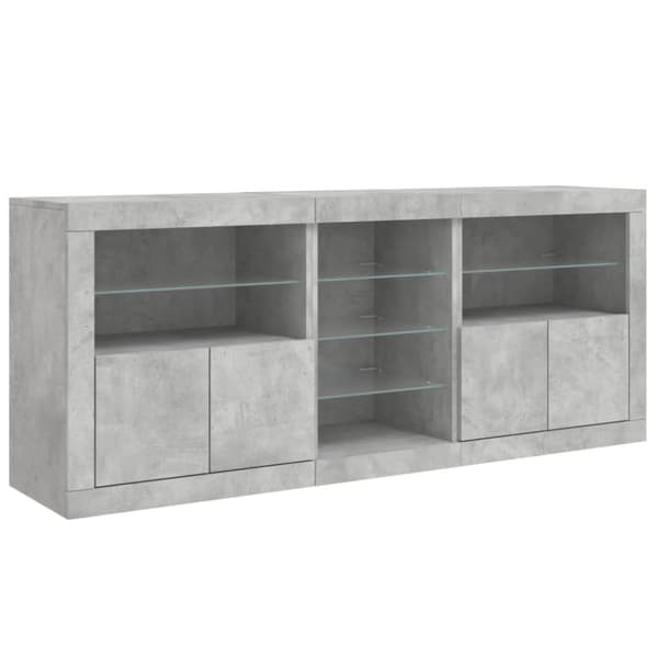 skænk med LED-lys 162x37x67 cm betongrå
