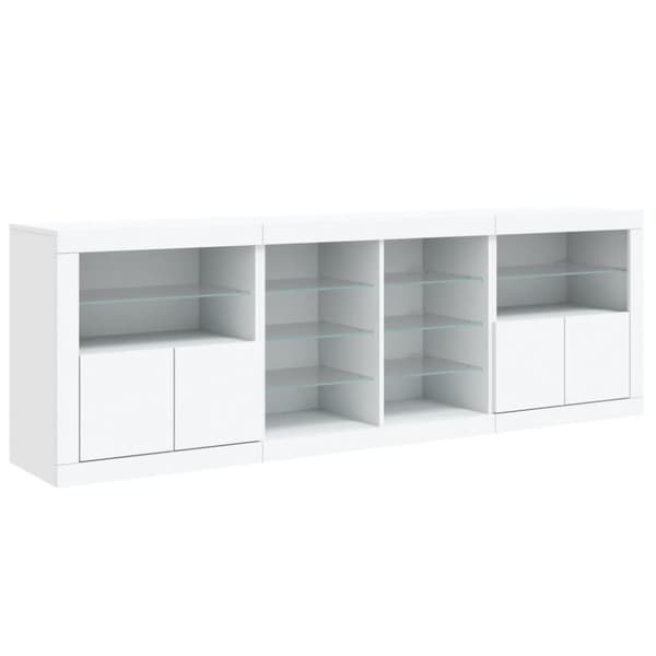 Skänk med LED-belysning vit 202x37x67 cm