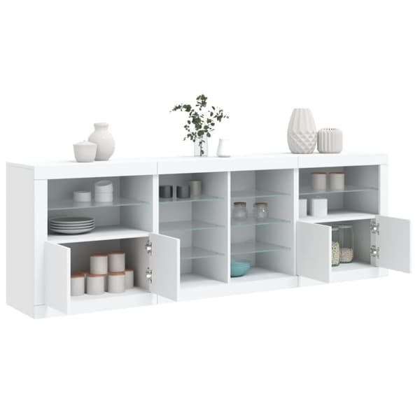 Skänk med LED-belysning vit 202x37x67 cm
