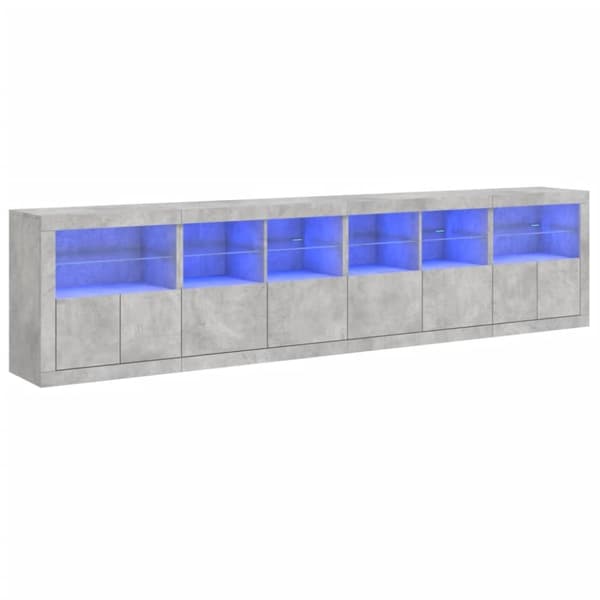 Senkki LED-valoilla betoninharmaa 283x37x67 cm