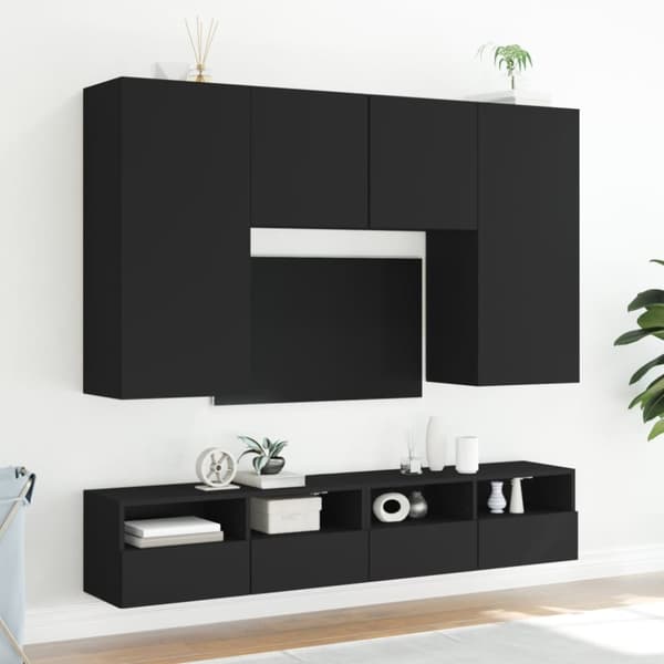 væghængte tv-borde 2 stk. 100x30x30 cm konstrueret træ sort