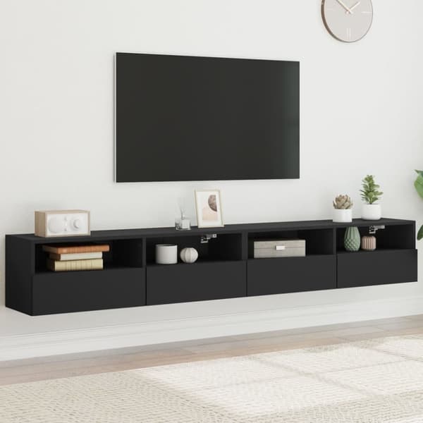væghængte tv-borde 2 stk. 100x30x30 cm konstrueret træ sort