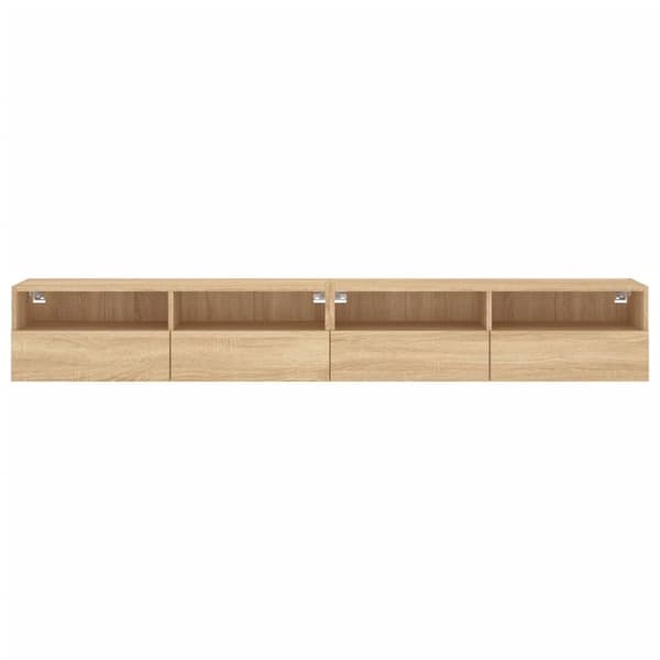 væghængt tv-bord 2 stk. 100x30x30 cm konstrueret træ sonoma-eg
