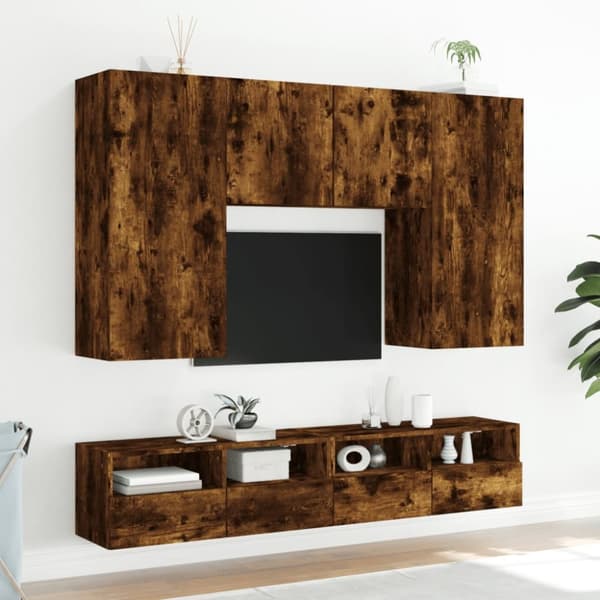 TV-seinäkaappi 2 kpl savutammi 100x30x30 cm tekninen puu