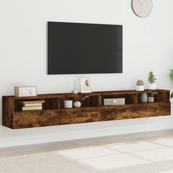 TV-seinäkaappi 2 kpl savutammi 100x30x30 cm tekninen puu