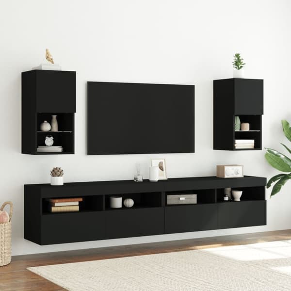 tv-bord med LED-lys 30,5x30x60 cm sort
