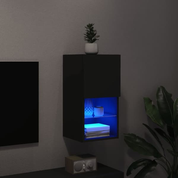 tv-bord med LED-lys 30,5x30x60 cm sort