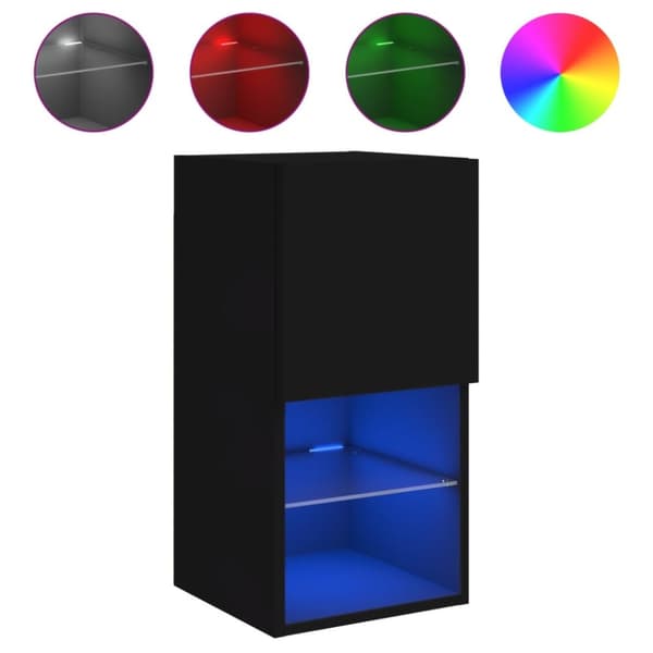 tv-bord med LED-lys 30,5x30x60 cm sort