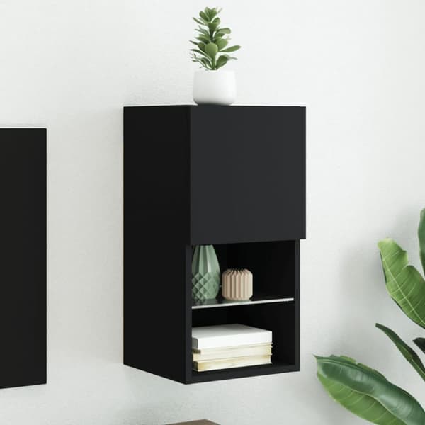 tv-bord med LED-lys 30,5x30x60 cm sort